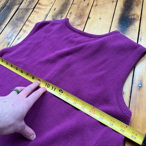 VTG LL Bean Women’s Large Purple Cardigan Sweater Vest Button USA Made 70’s 80’s - Picture 5 of 6